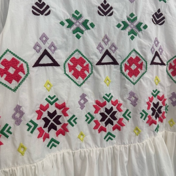 Anthropologie White Dress with Colorful Embroidery - Picture 8 of 9
